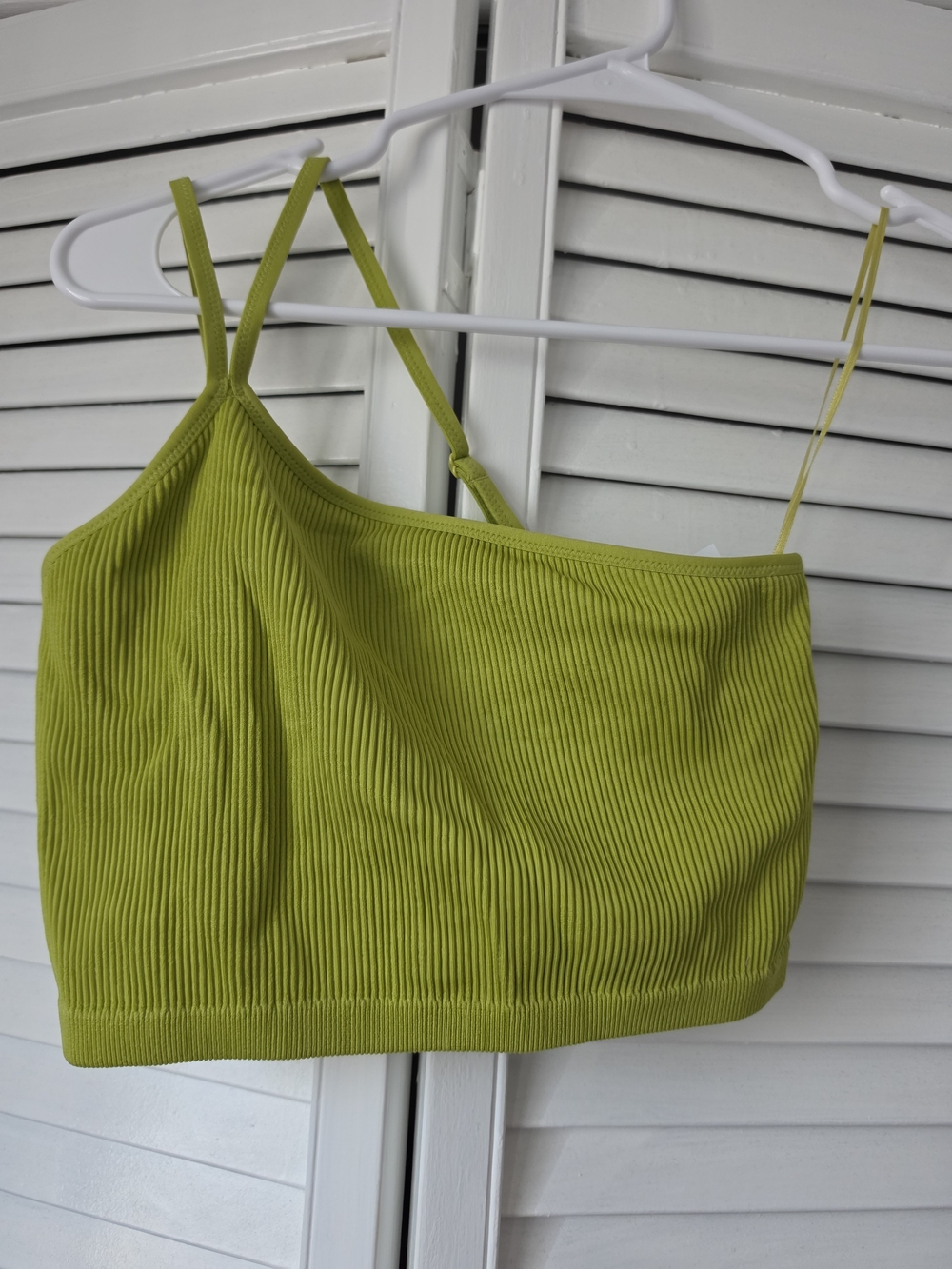 Women's Lime Green Ribbed Crop Cami Top